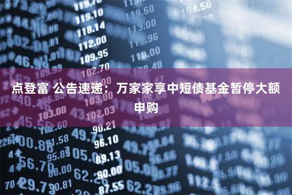 点登富 公告速递:万家家享中短债基金暂停大额申购