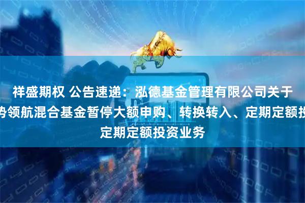 祥盛期权 公告速递：泓德基金管理有限公司关于泓德优势领航混合基金暂停大额申购、转换转入、定期定额投资业务