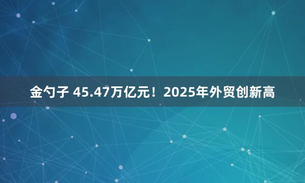金勺子 45.47万亿元!2025年外贸创新高